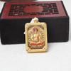 Wutai montanha nova thangka cinco ye raposa de nove caudas quadrado oito santo padroeiro 40 * 30mm tamanho pequeno thangka cobre dourado