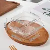 Caixa Quadrada Transparente de Papel-Plástico para Assar Bolos, Sobremesas, Embalagem para Viagem, Tiramisu Mousse e Caixas de Embalagem para Confeitaria