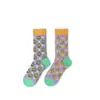 Calcetines de Moda Originales Asimétricos Estilo AB para Mujer Calcetines de Algodón de Verano Zhejiang Arte de Dibujos Animados Personalizado Calcetines de Algodón de Tubo Medio para Hombres y Mujeres