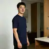 Camiseta Base para Hombre, Cuello Redondo, Color Sólido, Básica, Casual, Sencilla, Top Transpirable de Secado Rápido para Deportes de Verano