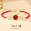 Collar Tichia Original Riqueza Instantánea para Mujer Plata de Ley S925 Nuevo Estilo Chino Tendencia Nacional Ágata Roja Caballo del Zodiaco Cadena para la Clavícula