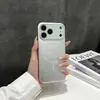 Funda magnética para teléfono Apple 17Promax con bloqueo de color, para iPhone16, de alta gama, plateada, tacto suave, anticaída, funda protectora 15