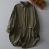 Estilo Neutral Perezoso Algodón Puro Retro Delgado Abrigo Holgado Casual Camisa Grande Camisa de Mujer Talla Grande