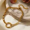 Pulsera de Acero de Titanio de Cadena Sencilla y Doble de Alta Gama Más Vendida Transfronteriza con un Diseño Fresco, Joyería de Acero Inoxidable 18K al por Mayor