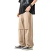 Calças Cargo Masculinas Largas de Perna Reta Estilo High Street Americano Casual Outdoor Montanha Funcionais Táticas de Paraquedista Calças Casuais Masculinas