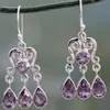 Brincos Pendentes Europeus e Americanos Retrô Roxo com Cristal em Forma de Gota Estilo Coreano da Moda Estilo Palaciano Brincos Femininos