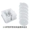 Molde para Juego de Posavasos Redondos de Resina de Cristal, Caja de Almacenamiento para Posavasos Cuadrados Rayados Resistentes al Calor, Molde de Silicona
