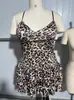 Su Xing Ropa Interior Tallas Grandes Estilo Puro Deseo Vestido Sexy con Estampado de Leopardo de Tirantes Chica Atrevida Nuevo Estilo Cintura Ceñida Adelgazante Temperamento