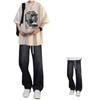 Camiseta de verano de manga corta para hombre, traje de rufián guapo, camiseta a juego con jeans modernos, ropa de moda para hombre, conjunto de dos piezas