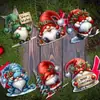 12 Piezas Nuevos Adornos de Gnomo Navideño Madera Rústica Para Colgante de Árbol de Navidad Tema de Amor Colgante de Madera