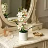 7 flores de jazmín artificiales en una maceta para decoración del hogar y la oficina, bonsái de flores artificiales para fotografía y arreglo fotográfico, maceta pequeña