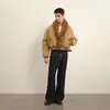 Ropa para Hombre de la Frontera Norte Marca de Tendencia Americana Invierno 2025 Nuevo Retro Corto Águila de Montaña Chaqueta de Algodón para Hombre Grande Abrigo de Algodón con Cuello de Piel