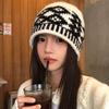 Agente de Compras Coreano 2023 para los Mismos Nuevos Productos de Otoño e Invierno, Gorros de Lana Retro, Lindos, Versátiles, Cálidos, de Bloques de Color, Gorros de Punto con Bordes Enrollados
