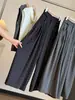 Pantalones casuales de encaje con cordones de lunares estilo vintage old money coreano para mujer, nuevos de otoño de cintura alta rectos adelgazantes de pierna ancha curvados