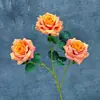Rosa sweetheart artificial de 3 cabeças para decoração de casamento, decoração de casa, arranjo floral, rosa serigrafado, ornamentos de flores artificiais transfronteiriços, atacado