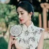 Pendientes de Elemento de Bambú con Tinta Pendientes con Borla Diseño Original Estilo Nicho Fresco Retro Nuevo Chinoiserie Pendientes en Forma de Abanico