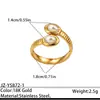 Anillo Minimalista de Acero Inoxidable Estilo Europeo y Americano para Mujer, Perla de Imitación, Lujo Ligero, Sensación de Alta Gama, No se Desvanece, Anillo Abierto Prensado con Aceite, Joyería de Mano