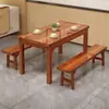 Mesa de comedor de madera maciza mesa de comedor engrosada y sillas tablero de mesa carbonizado de madera maciza mesa rectangular larga mesa para restaurante hot pot barbacoa mesa de comedor