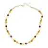 Collar de Piedra Ojo de Tigre Caramelo Vintage, Cadena para Clavícula de Perlas Redondas Marrones Estilo Maillard, Accesorio de Cuello para Mujer de Otoño e Invierno