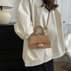 Bolso de moda, nuevo estilo, textura de piedra, color sólido, pequeño bolso cuadrado, bolso bandolera, elegante bolso bandolera para dama.