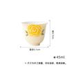 Taza de Té de Cerámica Rosa Amarilla Pintada a Mano Taza Individual de Té Pequeña para el Hogar Taza Pequeña Juego de Té Kung Fu Taza de Degustación