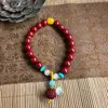 Pulseras de Imitación de Arena Púrpura y Dorada de Bajo Contenido al por Mayor, Cuentas Budistas de Templo, Pulseras de Imitación de Cinabrio, Pulseras de Diseño para Atracciones Turísticas, Joyería