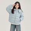 Nueva Chaqueta de Plumón para Niños y Niñas 90% Plumón de Pato Blanco Estudiantes de Secundaria Ropa de Invierno a la Moda Chaqueta con Capucha Plisada de Color Sólido