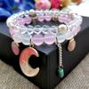 Estilo coreano calcedônia joias pulseira feminina pipoca pedra cristal pérola anel sereia cauda pingente pulseira namoradas joias moda