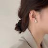 Pendientes de botón de plata de ley S925 con forma de calabaza blanca para mujer, pendientes simples, elegantes y versátiles, pendientes exquisitos de alta calidad de nicho