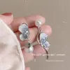 Pendientes de Lazos Microincrustados de Circonita de Venta Caliente Estilo Coreano 2026 para Mujer, Aguja de Plata S925, Pendientes de Perla de Botón de Gama Alta Nicho