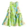 Vestido de Verão Estilo Novo Menina Fresca, Vestido Estiloso para Férias na Praia, Vestido Regata Sem Manga Colorido Pintura a Óleo Infantil 6738