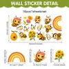 Pegatinas Estáticas de Dibujos Animados de Abejas y Mariposas para Primavera y Verano, Flores y Arcoíris, Pegatinas para Ventana de Habitación Infantil y Dormitorio, Decoraciones para Ventanas de Exhibición de Vidrio