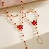 Collar multicapa de flor de resina estilo europeo y americano con gotas de aceite y diamantes, cadena de clavícula de dopamina personalizada, pulsera y collar de alta gama