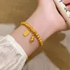 Nuevo Pulsera de Calabaza Dorada con Cuentas de Estilo Chino para Mujer, Pulsera Exquisita de Nicho de Lujo Ligero Retro con un Toque de Alta Gama