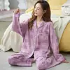 Venta Directa de Fábrica Pijamas de Imitación de Algodón para Mujer 2026 Nuevo Set de Ropa para el Hogar de Manga Larga Dulce Lindo Hermoso