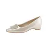 Elegantes zapatos Mary Jane para mujer que aumentan la altura, nuevo modelo primavera/otoño con hebilla metálica de pedrería, tacón medio, punta cuadrada, zapatos de corte bajo para mujer