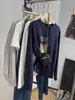 Nueva Camiseta de Algodón Puro de Manga Larga Estilo Hong Kong Súper Popular Otoño Moda Femenina Dulce y Picante Perezoso Interior Holgado Top Estampado
