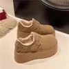 Sapatos Birkenstock com forro de fleece e sola grossa para mulheres, sapatos de inverno 2026 novo modelo, sapatos casuais para neve, slip-on com fivela, sapatos versáteis de algodão