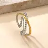 Anillo de Acero Inoxidable de Comercio Exterior Transfronterizo, Anillo de Línea Chapado en Oro Prensado con Aceite, Diseño de Nicho para Mujer, Fábrica de Joyería de Acero de Titanio que No se Desvanece