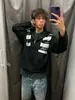 Sudadera con capucha y estampado de letras, prenda exterior unisex, estilo callejero europeo y americano moderno, silueta cleanfit, chaqueta de corte regular
