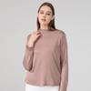 "Procesamiento y Personalización" Camiseta Base de Manga Larga de Cuello Alto Medio de Seda para Mujer Seda de Morera Holgada Talla Grande Color Sólido Top Cálido