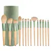 10 piezas de brochas de maquillaje de rosa verde para rubor, polvo, sombra de ojos, herramientas de belleza para principiantes