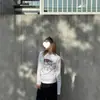 Camiseta de Manga Longa de Algodão Puro Estilo Coreano para Mulheres, Nova, Solta, Estilo Preguiçoso, Casual, Versátil, Top