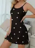 Comércio Exterior Mais Vendido Primavera e Verão Casual Formato de Coração Desenho Animado Estampa Fofa Roupa de Casa Camisola Sexy Vestido de Noite Roupa de Dormir Sexy