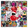 51 pegatinas de bolos graffiti personalizado decoración deportiva equipaje scooter armario película de corte impermeable pegatinas pequeñas