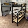 Cama de Hierro Forjado Nórdico con Espacio Debajo, Cama Sencilla y Ahorradora de Espacio para Apartamento, Cama de Marco de Hierro de Doble Capa, Cama Matrimonial, Marco de Acero
