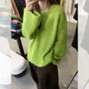 Suéter verde estilo coreano para mujer, que ilumina la piel, esponjoso, colección de otoño 2026, corte holgado y relajado, top de punto suave y cómodo