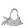 Bolso de Mano Plisado Nube para Mujer, Bolso de Mano Estilo Coreano Decorado con Lazo y Pedrería, Bolso Cruzado de Hombro Único Estilo Dulce