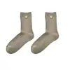 Meias de Lã Casuais Quentes e Confortáveis para Outono e Inverno em Cor Mesclada com Design de Botão, Meias Fofas e Versáteis com Estilo Retrô para Mulheres