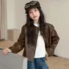 Chaqueta de Cuero para Niña Primavera/Otoño 2026 Nueva Moda Chaqueta de Primavera Infantil para Niñas Mayores Top de Primavera Elegante